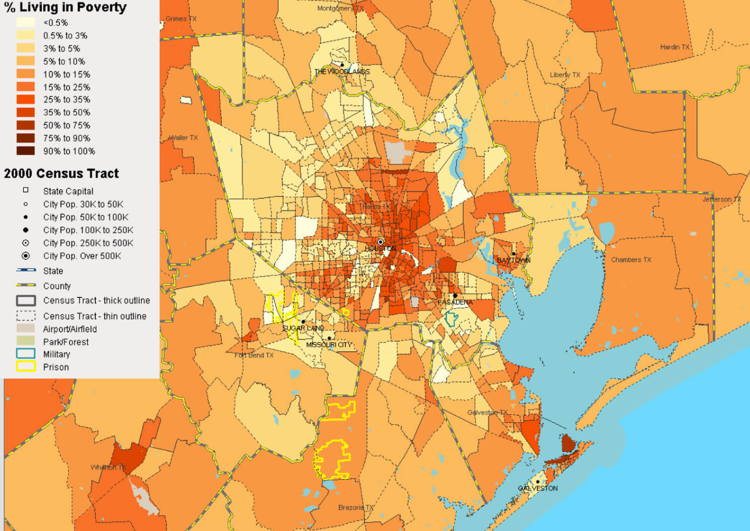 Houston Living in Poverty Map